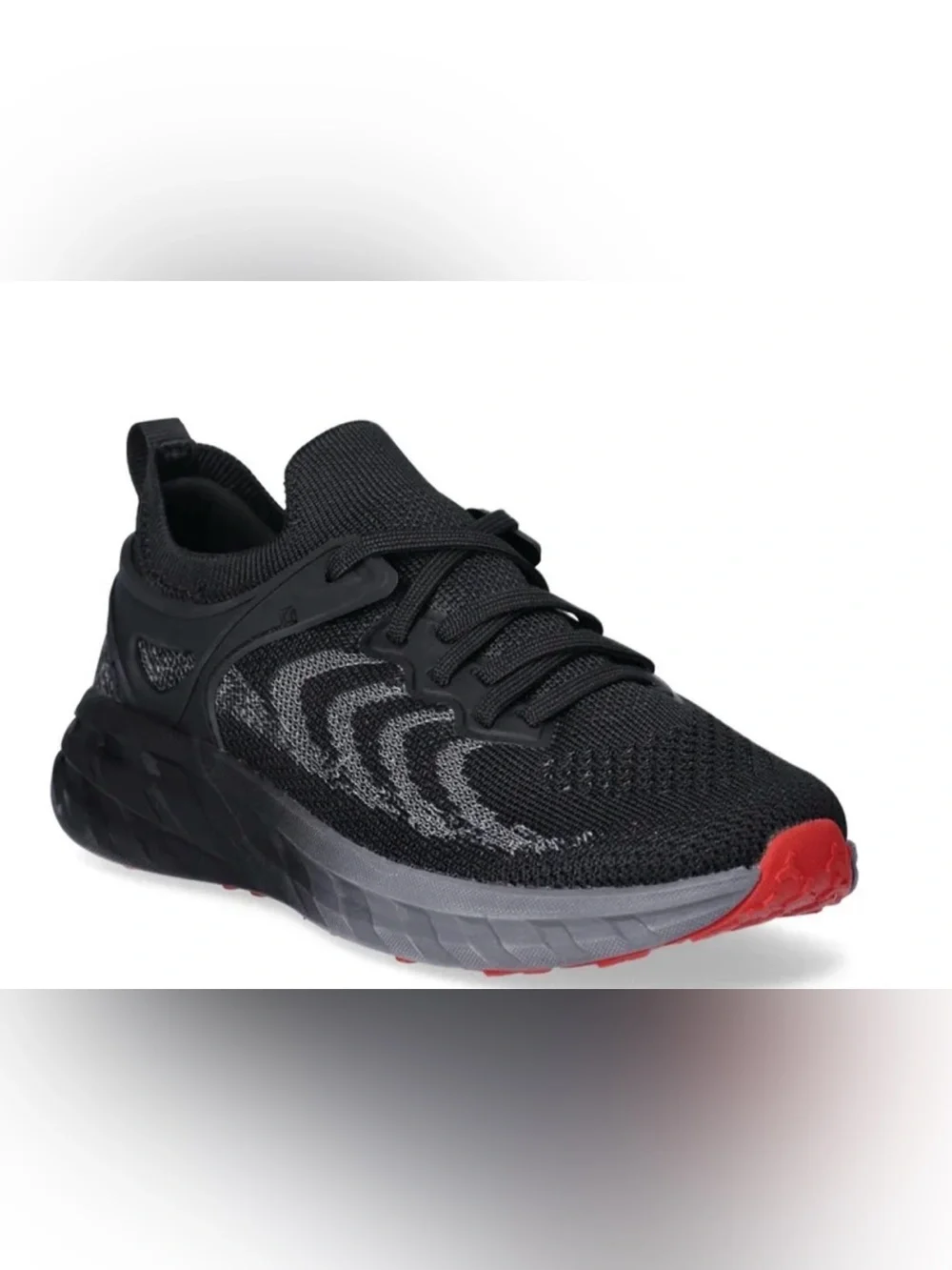 Athletic Works Unisex Black &Gray Knit Sneakers w/ Memory Foam Insole Kids 1 NWT - Picture 1 of 11